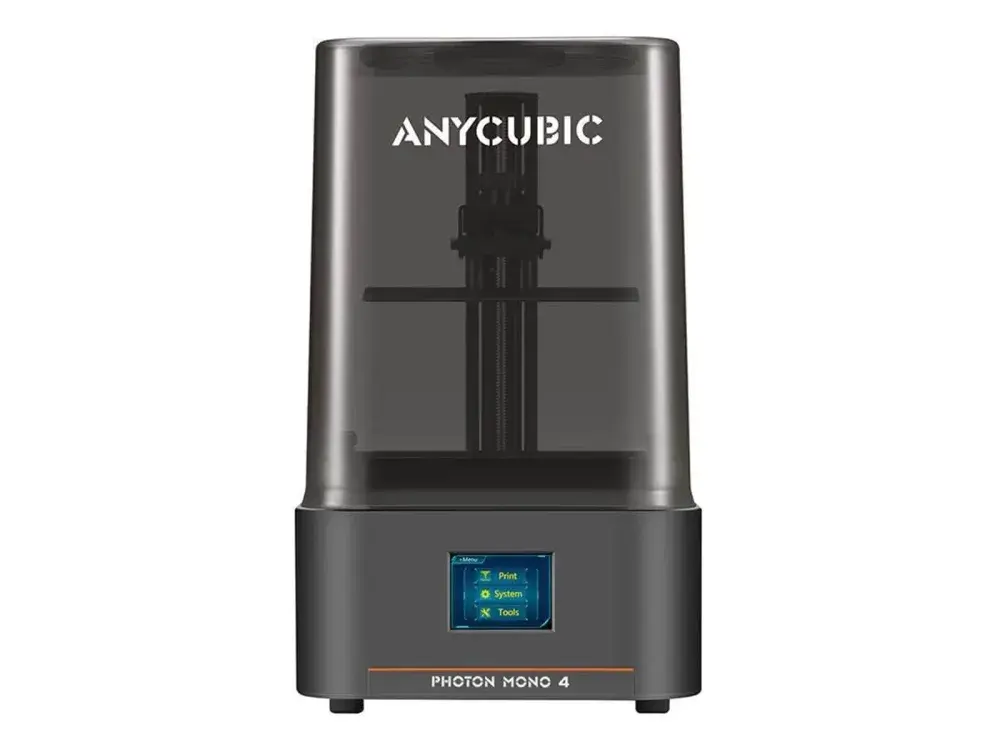Anycubic Photon Mono 4 resin-printer på hvid baggrund