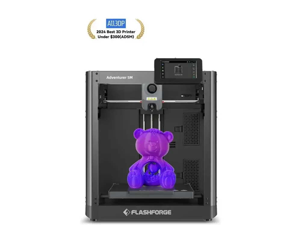 FlashForge Adventurer 5M lukket 3D-printer med glasbeklædt kammer